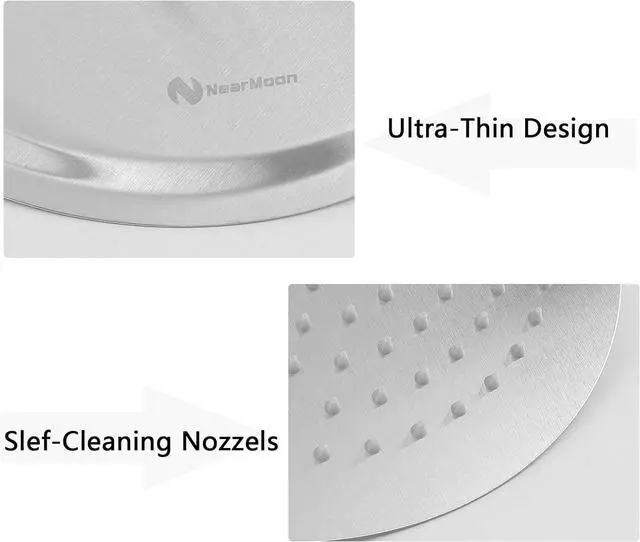 Alt view image 5 of 7 - NearMoon Rain Shower Head with 11'' Adjustable Arm, High Pressure Stainless Steel Rainfall Shower, Ultra-Thin Design - Pressure Boosting (10 Inch, Nickel)
