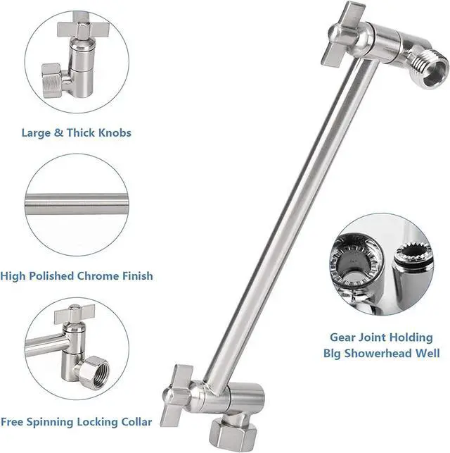 Alt view image 6 of 7 - NearMoon Rain Shower Head with 11'' Adjustable Arm, High Pressure Stainless Steel Rainfall Shower, Ultra-Thin Design - Pressure Boosting (10 Inch, Nickel)