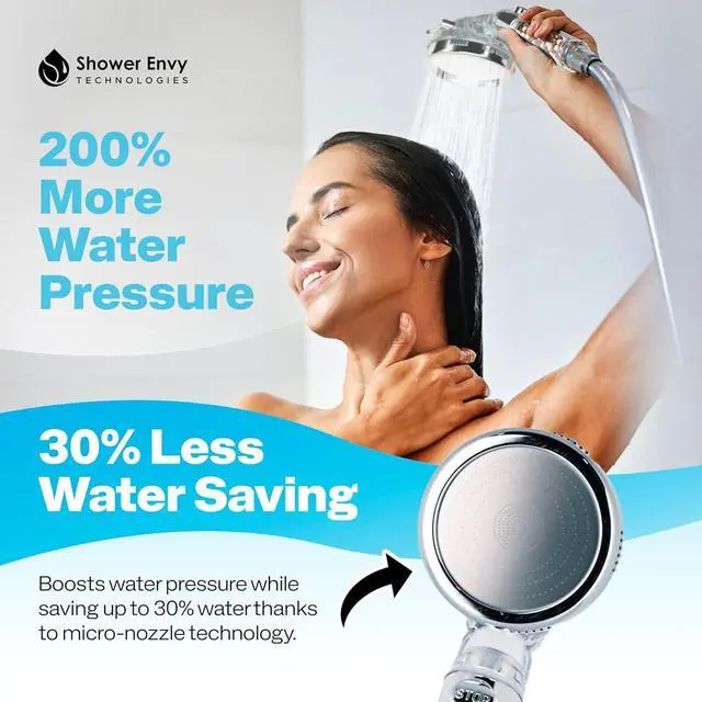 Alt view image 4 of 7 - High-Pressure Filtered Shower Head  Ionic Beads, Handheld, 3 Spray Modes, Water Softener, ON/OFF Button  Bathroom & RV Essential