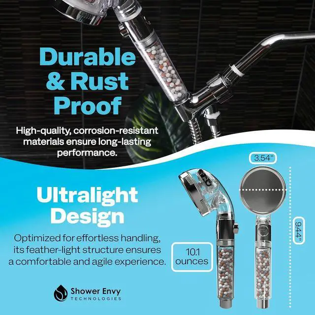 Alt view image 6 of 7 - High-Pressure Filtered Shower Head  Ionic Beads, Handheld, 3 Spray Modes, Water Softener, ON/OFF Button  Bathroom & RV Essential