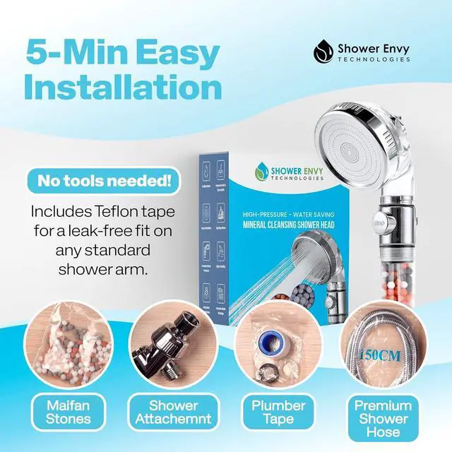 Alt view image 7 of 7 - High-Pressure Filtered Shower Head  Ionic Beads, Handheld, 3 Spray Modes, Water Softener, ON/OFF Button  Bathroom & RV Essential