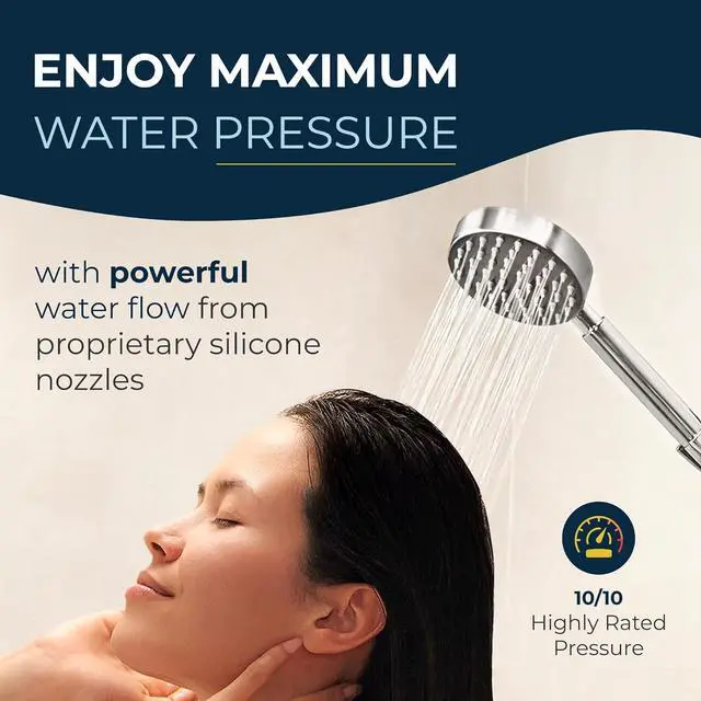 Alt view image 3 of 7 - HammerHead Showers® ALL METAL Handheld Shower Head with Hose and Brass Holder - CHROME - 2.5 GPM High Pressure Shower Heads with Adjustable Shower Wand Bracket - 6ft Flexible Extension