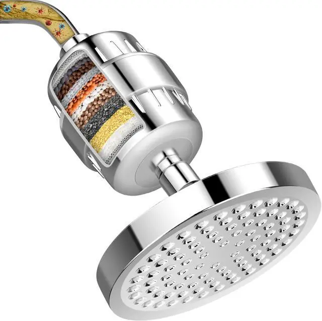 Main image of FEELSO Shower Head and 15 Stage Shower Filter, High Output Hard Water Softener Showerhead with Filter Cartridge for Hard Water Remove Chlorine and Harmful Substances