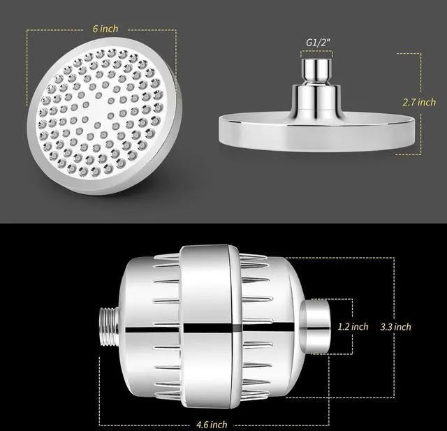 Alt view image 2 of 6 - FEELSO Shower Head and 15 Stage Shower Filter, High Output Hard Water Softener Showerhead with Filter Cartridge for Hard Water Remove Chlorine and Harmful Substances