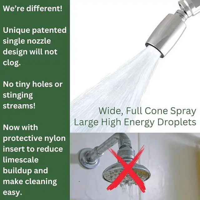 Alt view image 2 of 5 - High Sierra® - CLASSIC Solid Metal 1.5 GPM Award Winning. Ultra Low Flow Shower Head. Lead-Free. Patented Nozzle Never Clogs - Polished Chrome Finish