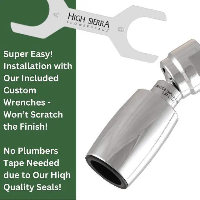 Alt view image 5 of 5 - High Sierra Showerheads® - CLASSIC Solid Metal 2.0 GPM Award Winning, High Pressure Shower Head, Patented Nozzle Never Clogs - Polished Chrome Finish