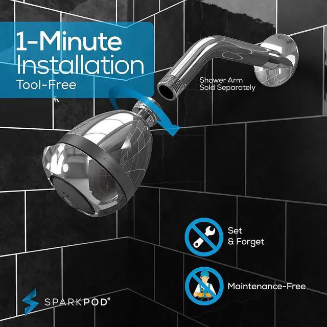 Alt view image 2 of 7 - SparkPod 3-Inch Extreme High Pressure Shower Heads - Pressure Boosting with Rain, Massage & Pulsating Mode, Powerful Water-Saving Showerhead - 2.5 GPM Fixed Shower Head (Polished Chrome)