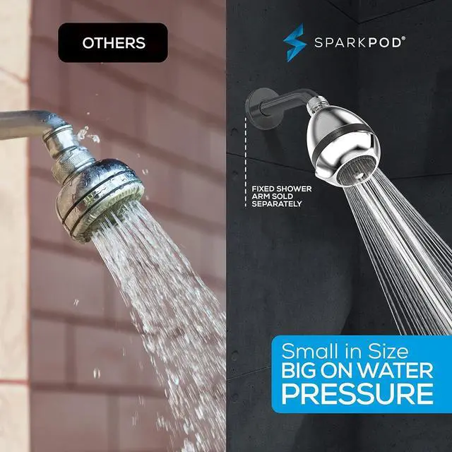 Alt view image 3 of 7 - SparkPod 3-Inch Extreme High Pressure Shower Heads - Pressure Boosting with Rain, Massage & Pulsating Mode, Powerful Water-Saving Showerhead - 2.5 GPM Fixed Shower Head (Polished Chrome)