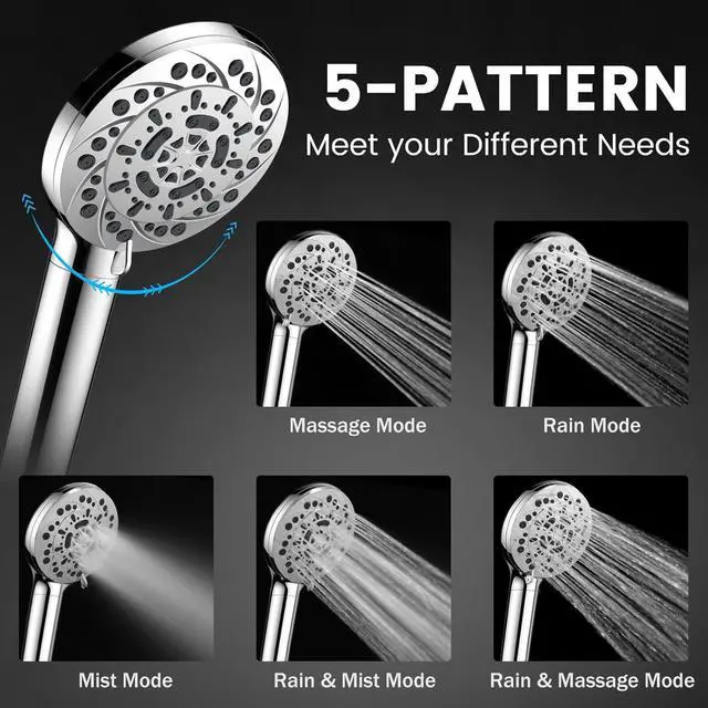 Alt view image 4 of 7 - Filtered Shower Head with Handheld High Pressure 5 Spray Modes Showerhead with Hose Bracket and 15 Stages Water Softener Filters Beads for Hard Water Remove Chlorine and Harmful Substance