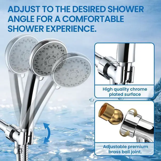 Alt view image 3 of 6 - Shower Head 5 Function High Pressure Handheld ShowerHead with Shower Hose and Adjustable Bracket Velynda