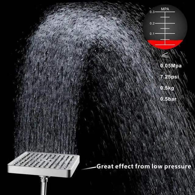 Alt view image 4 of 7 - Voolan High Pressure Rain Shower Head - Luxury Modern Look - The Adjustable Replacement For Your Bathroom Showerhead - 6" Square High Flow Pressure Boosting Showers (Chrome)