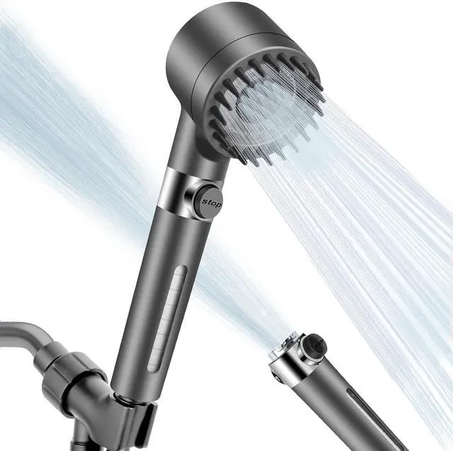 Main image of Luxsego High Pressure Shower Heads with Scalp Massager Shampoo Brush for Skin & Hair Care, Filtered Shower Head with Handheld Sprayer Soften Hard Water, 3 Settings 4 in 1 Detachable Showerhead Set