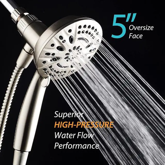 Alt view image 5 of 7 - AquaDance New Magnetic Guidance Docking System - High-Pressure 8-setting Handheld Shower Head with Giant 5 inch Face, Magnetic Bracket, Extra-long 72 inch Stainless Steel Hose/All Nickel Finish