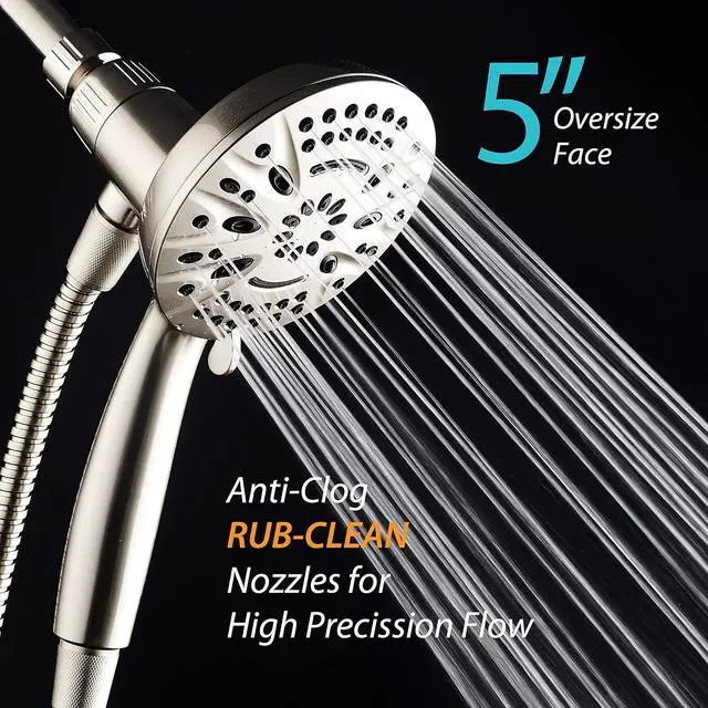 Alt view image 7 of 7 - AquaDance New Magnetic Guidance Docking System - High-Pressure 8-setting Handheld Shower Head with Giant 5 inch Face, Magnetic Bracket, Extra-long 72 inch Stainless Steel Hose/All Nickel Finish