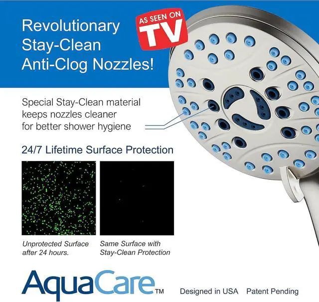 Alt view image 3 of 7 - AquaCare High Pressure 8-mode Handheld Shower Head - Anti-clog Nozzles Built-in Power Wash to Clean Tub Tile & Pets Extra Long 6 ft. Hose Wall & Overhead Brackets - 1.8 GPM