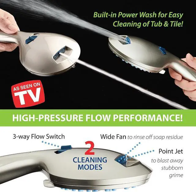 Alt view image 5 of 7 - AquaCare High Pressure 8-mode Handheld Shower Head - Anti-clog Nozzles Built-in Power Wash to Clean Tub Tile & Pets Extra Long 6 ft. Hose Wall & Overhead Brackets - 1.8 GPM