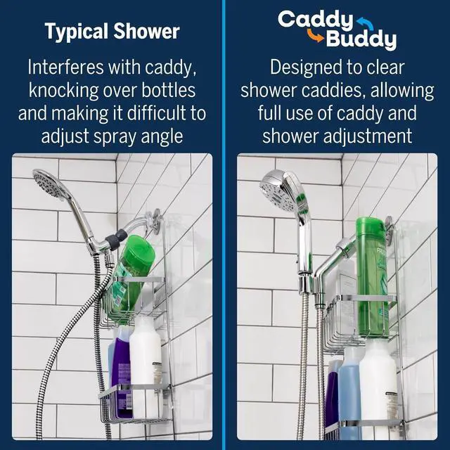 Alt view image 3 of 7 - Waterpik Caddy Buddy Pivoting Hand Held Shower Head With 5-Foot Hose, 5-Mode with High Pressure Sprays, Matte Black, PHO-555E