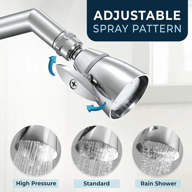 Alt view image 4 of 7 - HammerHead Showers® ALL METAL 2 Inch High Pressure Shower Heads - CHROME  2.5 GPM Shower Heads High Pressure - High Flow Shower Head with ADJUSTABLE SPRAY PATTERN - Fixed Shower Head