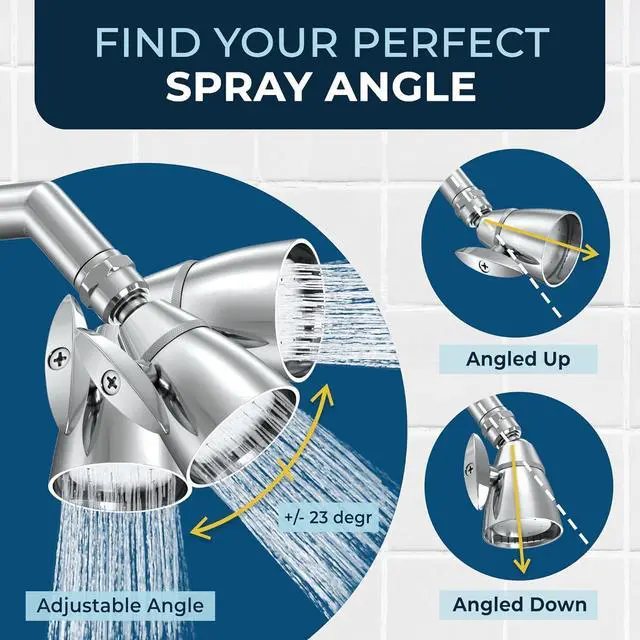 Alt view image 5 of 7 - HammerHead Showers® ALL METAL 2 Inch High Pressure Shower Heads - CHROME  2.5 GPM Shower Heads High Pressure - High Flow Shower Head with ADJUSTABLE SPRAY PATTERN - Fixed Shower Head