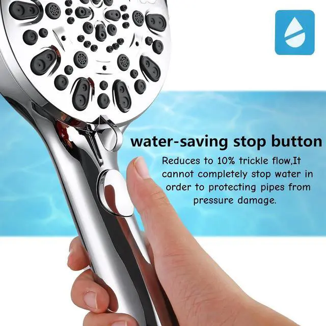 Alt view image 3 of 6 - Shower Head with Handheld 7 Spray Combo,Hand Held Showerhead with On/Off Switch,High Pressure Detachable Shower Heads with 60" Long Hose (Chrome)