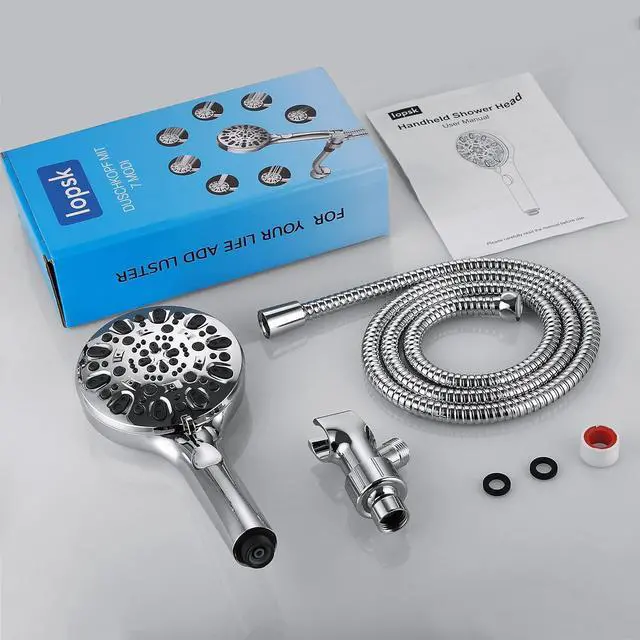 Alt view image 6 of 6 - Shower Head with Handheld 7 Spray Combo,Hand Held Showerhead with On/Off Switch,High Pressure Detachable Shower Heads with 60" Long Hose (Chrome)