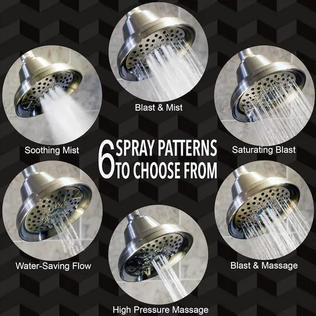 Alt view image 3 of 7 - Shower Massage Head With Mist - High Pressure Boosting, Multi-Function, Massager Rainfall Showerhead For Low Flow Showers & Adjustable Water Saving Nozzle, 2.5 GPM - Brushed Nickel