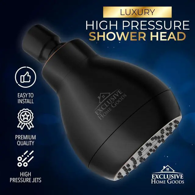 Alt view image 3 of 7 - High Pressure Shower Head - Powerful Deluxe Bathroom Showerhead with Strong Spray Stream and Small Silicone Nozzles - Universal Fit Works with High and Low Water Flow Showers