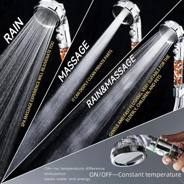 Alt view image 4 of 7 - Filtered Shower Head with Handheld - High Pressure ShowerHead with Filters for Hard Water - Reduces Dry Itchy Skin Easy Instal 4 Modes Water Saving Durable Detachable anti blocking