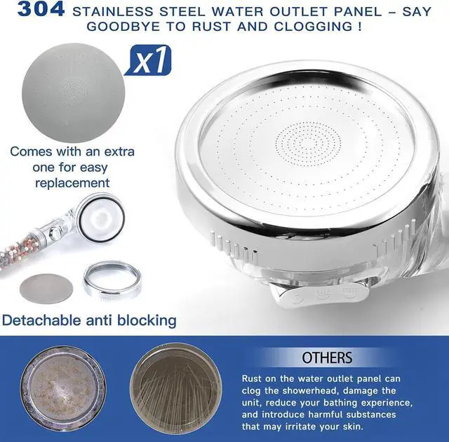 Alt view image 7 of 7 - Filtered Shower Head with Handheld - High Pressure ShowerHead with Filters for Hard Water - Reduces Dry Itchy Skin Easy Instal 4 Modes Water Saving Durable Detachable anti blocking