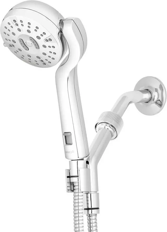 Main image of Waterpik Caddy Buddy Pivoting Hand Held Shower Head With 5-Foot Hose, 5-Mode with High Pressure Sprays, Chrome, PHO-553ME