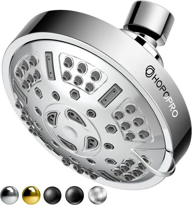 Main image of HOPOPRO Upgraded 9 Settings High Pressure Shower Head, NBC News Recommended Brand Fixed Showerhead Adjustable Bathroom Showerhead Multi-functional Rainfall Showerhead for Low Water Flow (Chrome)