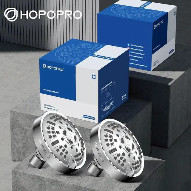 Alt view image 4 of 6 - HOPOPRO Upgraded 9 Settings High Pressure Shower Head, NBC News Recommended Brand Fixed Showerhead Adjustable Bathroom Showerhead Multi-functional Rainfall Showerhead for Low Water Flow (Chrome)