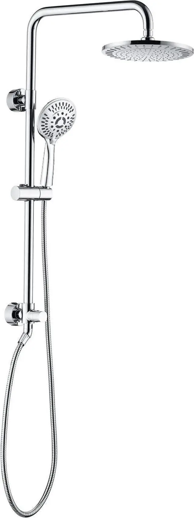 Main image of BRIGHT SHOWERS Rain Shower Heads System Including 9 Inch Rainfall Shower Head and Handheld Shower Head with Height Adjustable Holder, Solid Brass Rail and 60 Inch Long Stainless Steel Shower Hose