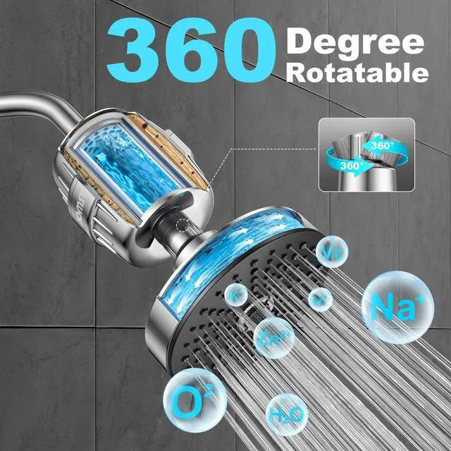Alt view image 6 of 7 - Shower Head  Filter COMBO ! Anti - Chlorine Specialty - 3 Gears' Boosting Pressure with 25 Stage Filtration - Removes 99.945% Chlorine & Heavy Metals for Healthier Skin/Hair - Chrome Shower Head
