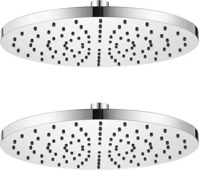 Main image of Waterfall Showerhead 10-Inch Bathroom Overhead Rainfall Shower Head with Adjustable Angle High Pressure 2.5 GPM, 2 Pack Chrome SH001CH-D10-P2