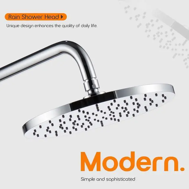 Alt view image 4 of 7 - Waterfall Showerhead 10-Inch Bathroom Overhead Rainfall Shower Head with Adjustable Angle High Pressure 2.5 GPM, 2 Pack Chrome SH001CH-D10-P2