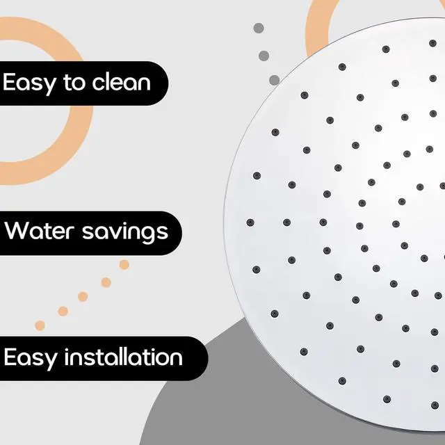 Alt view image 5 of 7 - Waterfall Showerhead 10-Inch Bathroom Overhead Rainfall Shower Head with Adjustable Angle High Pressure 2.5 GPM, 2 Pack Chrome SH001CH-D10-P2