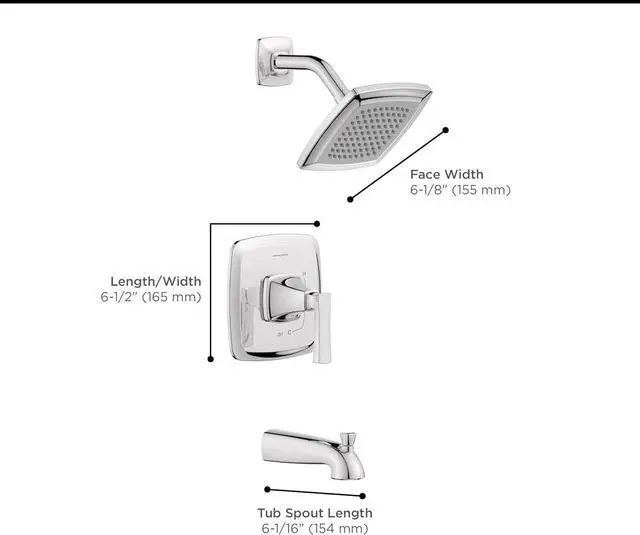 Alt view image 3 of 4 - American Standard 7426508.295 Belmeade Tub and Shower Trim Kit with Valve, 1.8 GPM, Brushed Nickel
