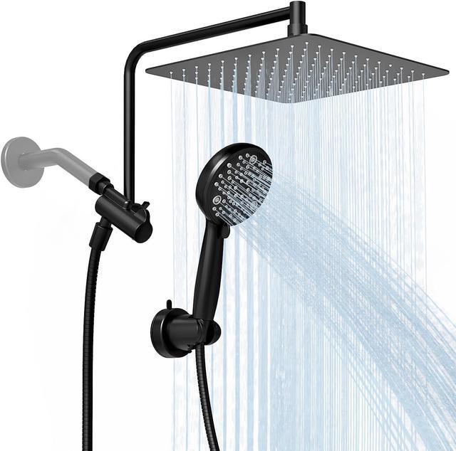 Main image of Alesco 10" Shower Heads with Handheld Spray Combo, 12" Extend Shower Arm with 3-Way Diverter Valve, 7-Setting Handheld Spray and High-Pressure Showerhead, Dual Showerheads Set, Matte Black