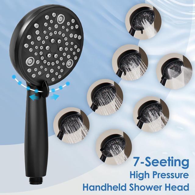 Alt view image 7 of 7 - Alesco 10" Shower Heads with Handheld Spray Combo, 12" Extend Shower Arm with 3-Way Diverter Valve, 7-Setting Handheld Spray and High-Pressure Showerhead, Dual Showerheads Set, Matte Black