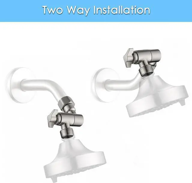 Alt view image 4 of 7 - Shower Head Elbow Adapter, Brushed Nickel 360° Adjustable Shower Head Adapter, Wall Mounted Shower Arm Connector, Shower Arm Extention for Fixed and Rain Shower Head, SE002BN