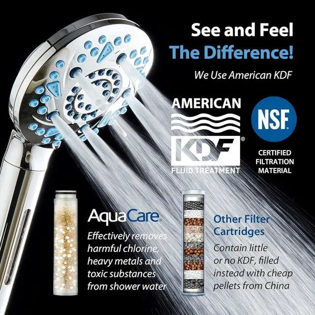 Alt view image 2 of 7 - AquaCare High Pressure 10 Spray Mode Filtered Showerhead - Handheld Shower Head Filters Chlorine to Heal Dry Skin, Revive Hair - Dual Power Wash Cleans Tub, Tile, Pets - Hard Water Softener, Chrome