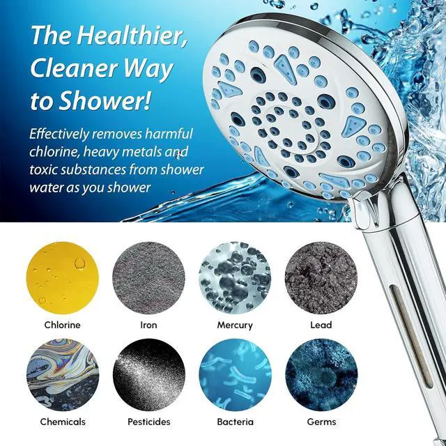 Alt view image 6 of 7 - AquaCare High Pressure 10 Spray Mode Filtered Showerhead - Handheld Shower Head Filters Chlorine to Heal Dry Skin, Revive Hair - Dual Power Wash Cleans Tub, Tile, Pets - Hard Water Softener, Chrome