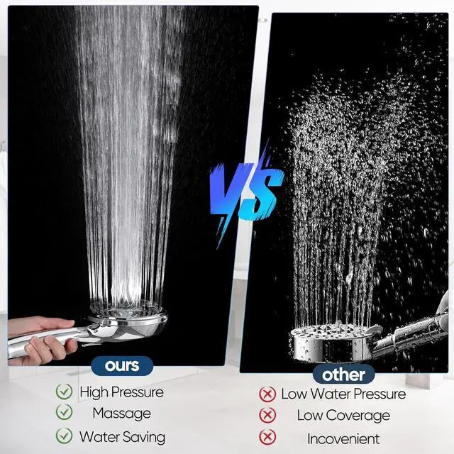 Alt view image 7 of 7 - KINSE High Pressure Shower Head with Hose,9-Mode Handheld Shower Head, 5" Shower Head with 71" Extra Long Shower Hose & Adjustable Bracket,Built-In Power Wash to Clean Tub, Tile & Pets