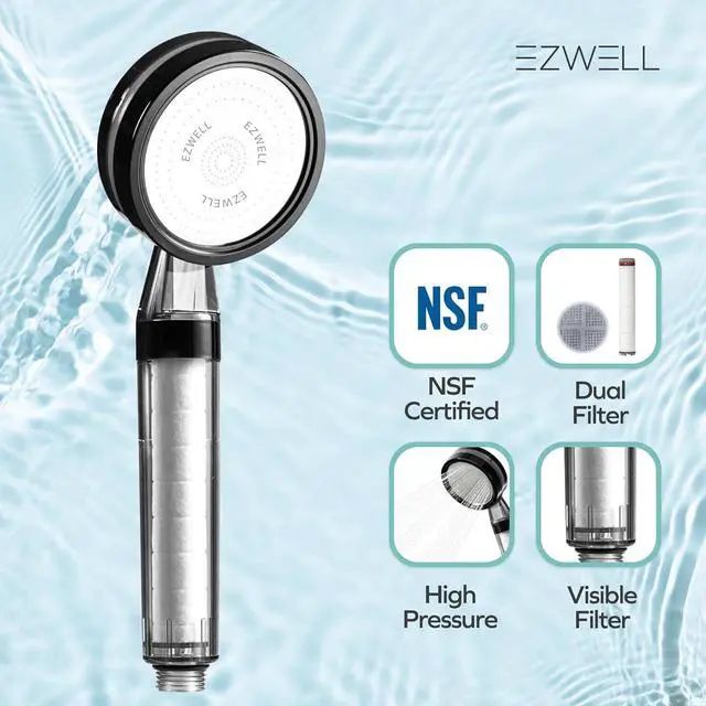 Alt view image 2 of 7 - Visible Filtered Shower Head Carbon & Sediment Dual Filter with High Pressure NSF Certified Korea | Filtration System, Removes Chlorine | Good for Dry skin & Hair, Travel, RV, Bathroom