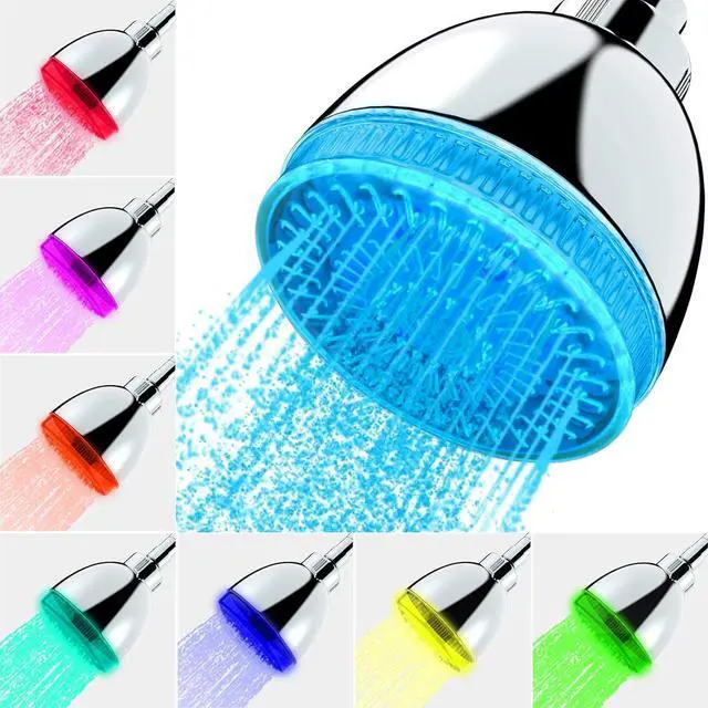 Main image of LED Shower Head, Shower Head with Light, 7 Color Flash Light Automatically Changing LED Fixed Showerhead for Bathroom Adjustable High Pressure Rain Shower Head Light up for Kid Adult Easy Installation