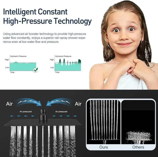 Alt view image 3 of 7 - 10 Inch (All Metal) Rain Shower Head With Handheld, High Pressure Dual Shower Head Combo With Adjustable Extension Arm, 60" Flexible Hose, 3-Way Diverter - Height/Angle Adjustable(Matte Black)