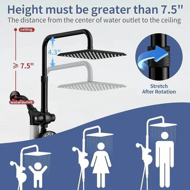 Alt view image 5 of 7 - SINGSUO Filtered Rain Shower Head with Handheld Spray Combo, High Pressure Dual Shower Head with Filter for Hard Water, Modern Magnetix Double Shower Head and Handle Set, Adjustable Lift Bar (Black)