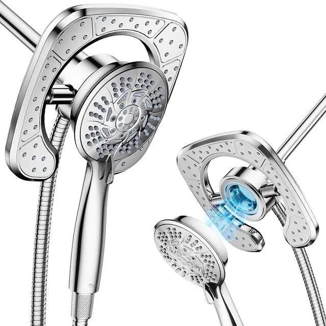Main image of High Pressure Shower Heads, 7.2Inch 2 in 1 Rainfall Shower head & Handheld Showers with Magnetic Docking System, Ten-Function Handheld Shower Head with 59" Rotatable Stainless Steel Hose (Chrome)