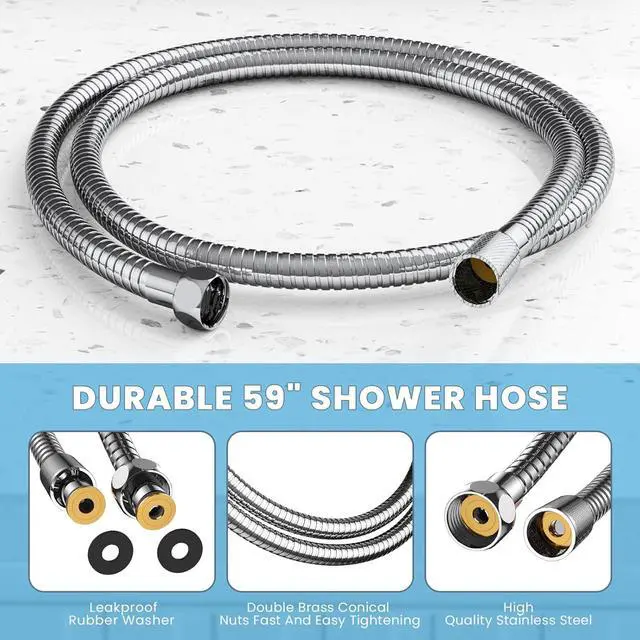 Alt view image 7 of 7 - High Pressure Shower Heads, 7.2Inch 2 in 1 Rainfall Shower head & Handheld Showers with Magnetic Docking System, Ten-Function Handheld Shower Head with 59" Rotatable Stainless Steel Hose (Chrome)